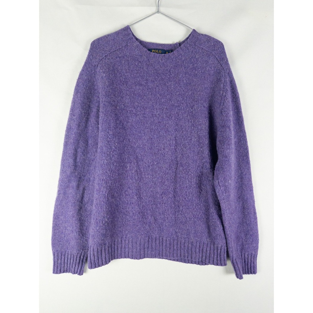 Polo Ralph Lauren Wool Crewneck Elbow Patch Sweater Mens XL (L) Purple Heather P